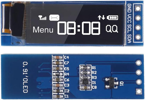 AITRIP 4pcs I2C 0.91 Inch I2C SSD1306 I2C 3.3V~5V OLED Display Module OLED Display Module White OLED Screen Driver DC