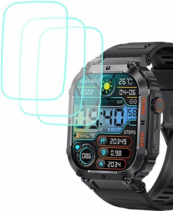 Tempered Glass Screen Protector for K57 K57 PRO, Compatible with Multiple Smart Watches, 3pcs, 9H