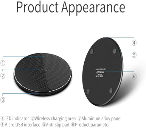 Wireless Charger 15W Fast Charge Aluminum Wireless Charging Pad Mat for iPhone 14 Pro Max/14 Plus/13 Pro/12/11/XS/XR/8, Samsung Galaxy S22/S21, Note 20/10 and More