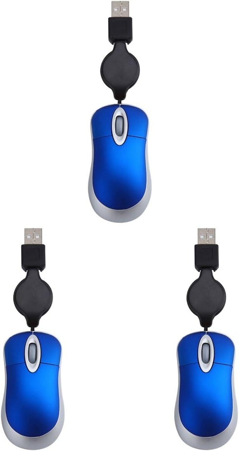 Hemobllo Wired Mouse - 3 Pcs Mini Mouse for Laptop, USB Optical Mouse, Portable Corded Mouse for Computer PC