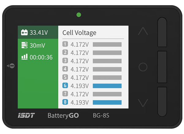 ISDT BG-8S BattGo Battery Meter, LCD Display Digital Battery Capacity Checker for NiMH, LiPo, Life, Li-ion