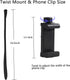 Gooseneck Flexible Twist Camera Mount - Phone Clamp Holder for 2.32-3.93'' Smartphones, GoPro Hero, Black, 16.5Inch