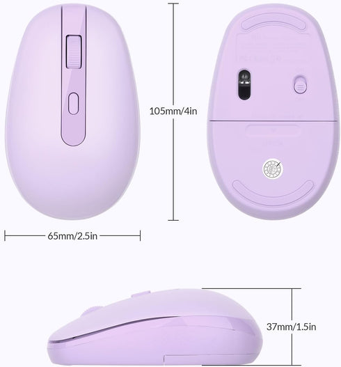 Rii RM700 2.4G Wireless Mouse Silent Mouse with USB Nano Receiver for Laptop,PC,Mac,Chromebook,Windows (Purple)