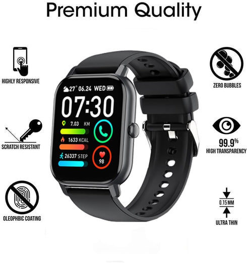 6 Pack Compatible with Nerunsa P66D 1.85” Smart Watch Screen Protector Film for Dotn P66D 1.85 Inch Smartwatch Screen Protectors Foils Screen Cover Crystal Clear HD Anti-Scratch