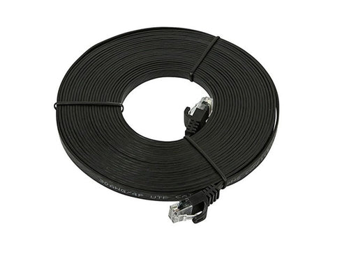 Monoprice Cat5e 25ft Black Flat Patch Cable, UTP 30AWG, Snagless RJ45