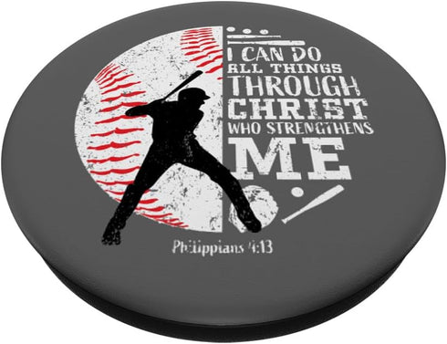 Cool Baseball Player Gifts Boys Kids Christian Bible Verse PopSockets Standard PopGrip