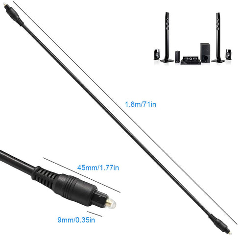 DaKuan 2 Pack Digital Optical Audio Cable, 6 Feet, Home Theater Fiber Optic Toslink Male to Male