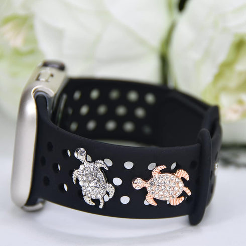Silver Rose Gold Sea Turtle Watch Band Charms for Apple Watch Band for Women, Christmas Holiday Accessories