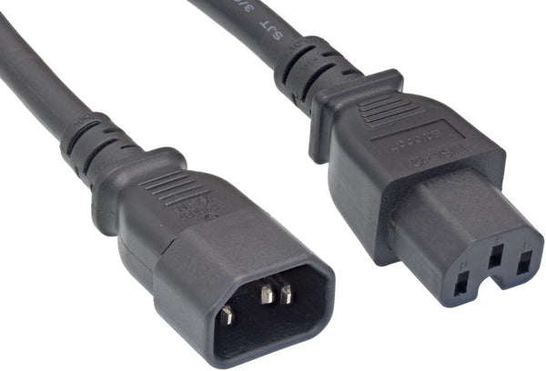 AC Extension Power Cord, IEC320 C14 to IEC320 C15, 14 AWG, 15A, 250V (ZWACDEAE-06)