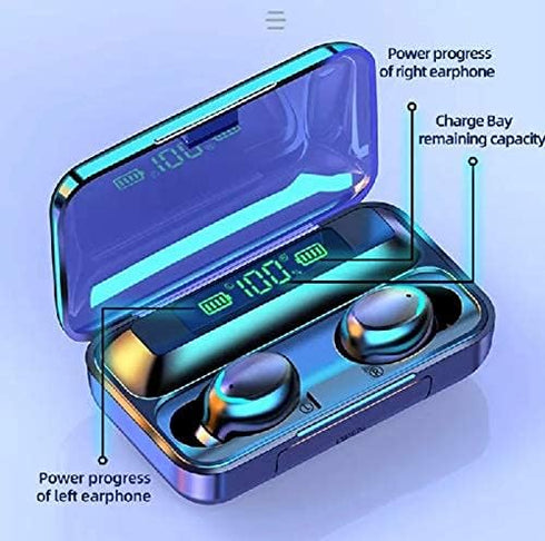 F9 True Wireless Earbuds with Power Bank, Bluetooth Version 5.1, Portable Case, Sport Design