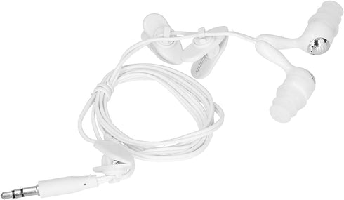SYH&AQYE Waterproof Short Cord Headphones, 3.5mm Sport Wired Swimming Earbuds, Ergonomic In-Ear Headphones, White