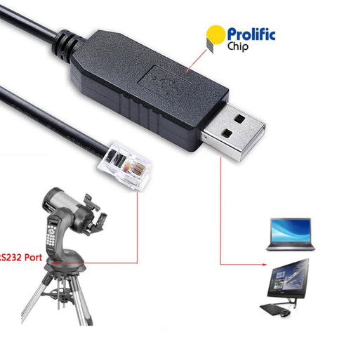 Cutesliving RS232 RJ9 4P4C PL2303GT Chipset Control(Black,10FT) USB Serial to Update Firmware Cable with Prolific