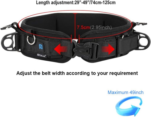 PULUZ Multi-Function Camera Waist Belt for SLR/DSLR, Adjustable Strap with Hook for Outdoor Photography Accessories