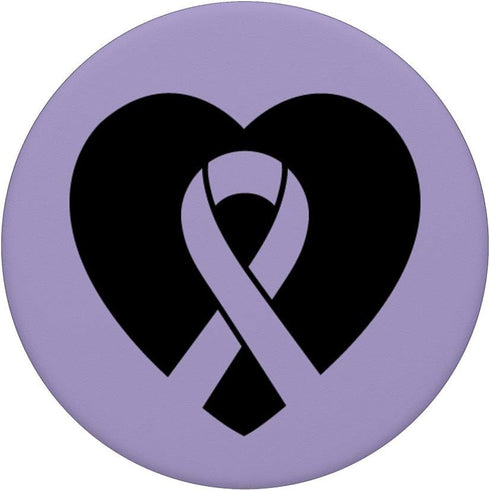 Hodgkin Lymphoma Awareness Heart Purple Ribbon Support PopSockets Swappable PopGrip