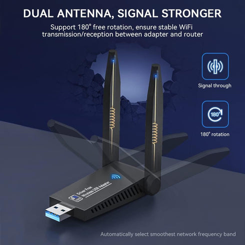 AC1300 Dual Band WiFi Wireless Network Card + BT 5.0 Adapter, USB 3.0 1300M 802.11ac Bluetooth 5.0 for Laptop PC.