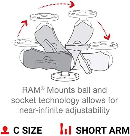 RAM Mounts Double Socket Arm RAM-201U-B Short Arm, Compatible with RAM C Size 1.5" Ball Components