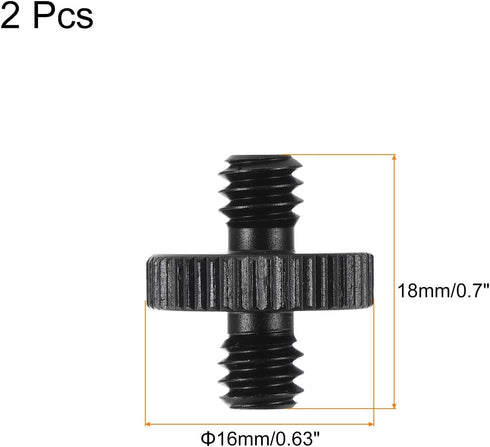 MECCANIXITY Mic Stand Adapter 1/4-20 Male to 1/4-20 Male Camera Screw Thread Adapter for Microphone Tripod Stand Black 2 Pcs