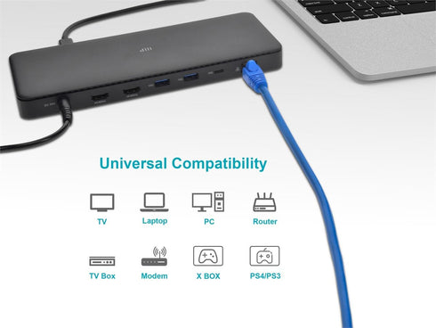 Monoprice Cat6A 3ft Blue Patch Cable, Double Shielded (S/FTP) 26AWG 10G Pure Copper Snagless RJ45