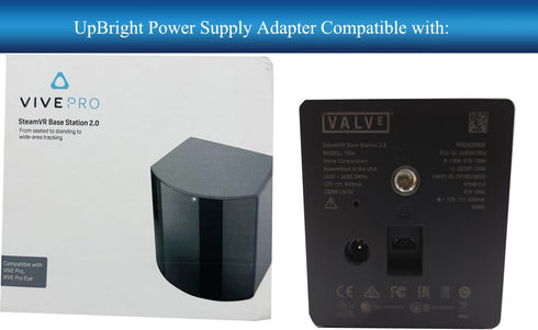 UpBright 12V AC/DC Adapter Compatible with HTC Vive Pro Valve SteamVR Base Station 2.0 Lighthouse Power Supply