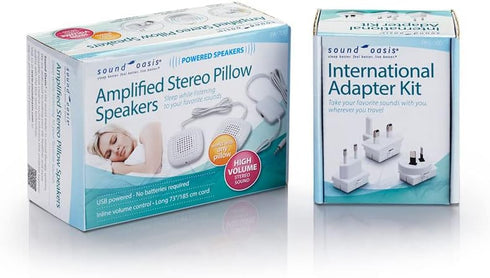 Sound Oasis Amplified Pillow Speakers, 2 Ultra-Thin Hi-Fi Speakers with Volume Control, Surround Sound for Music & Sleep