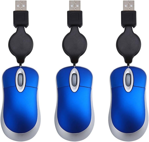 Hemobllo Wired Mouse - 3 Pcs Mini Mouse for Laptop, USB Optical Mouse, Portable Corded Mouse for Computer PC