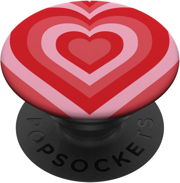 Aesthetic Red Pink Coffee Latte Love Heart Groovy PopSockets Standard Grip