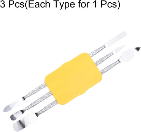 MECCANIXITY 3pcs Metal Spudger Set, Mini Crowbar Flat Head Stainless Steel Pry Bar Opening Tools for Mobile Phone Repair
