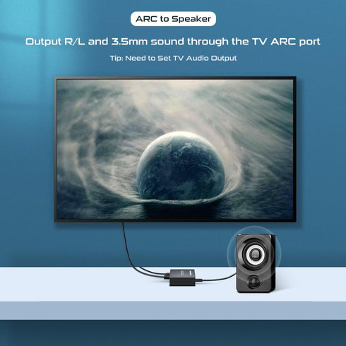 HDMI ARC Audio Extractor 192KHz, HDMI ARC Adapter with 3.5mm Audio and L/R Stereo Audio for HDTV Soundbar