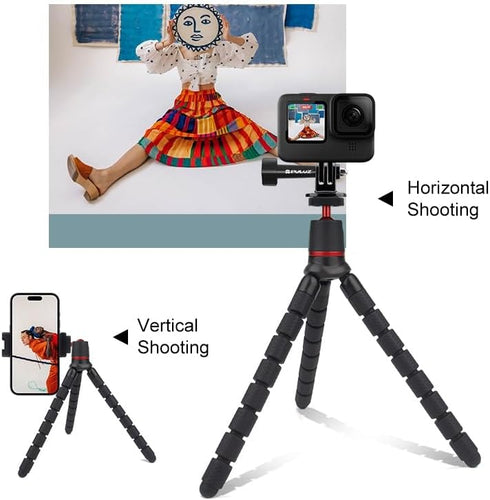 PULUZ Portable Phone Tripod with Wireless Remote and Clip, Flexible Cell Phone Tripod Stand for Video