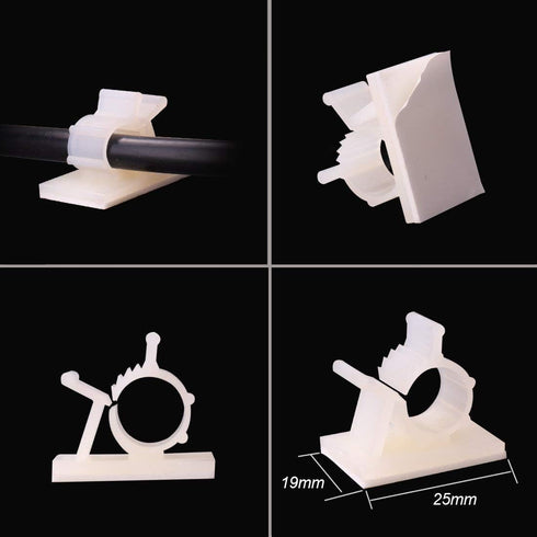 Viaky 30 Pieces White Adjustable Cable Clips, Self-Adhesive Desk Organizer for Nylon Wire Management