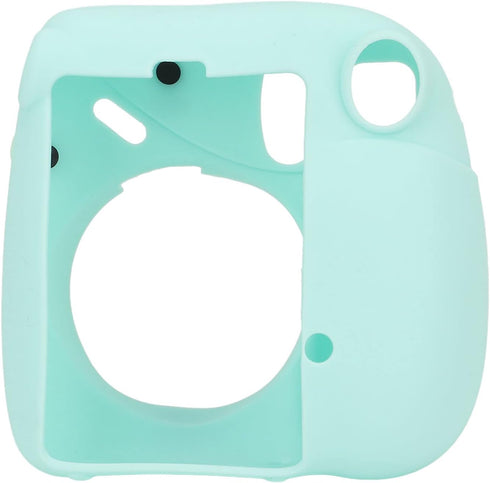 Silicone Case for Instax Mini 7 Plus Camera, Soft Protective Cover with Adjustable Shoulder Strap (Blue Plant)