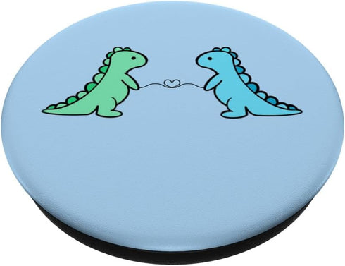 Funny Cute Dinosaur T Rex Green Dino and Blue PopSockets Standard PopGrip for Girls Boys