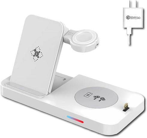 Wireless Charger, 4 in 1 Charging Station, Fast Stand for iPhone 15/14/13/12/11 Pro Max XR/XS 8 Plus, for Apple Watch