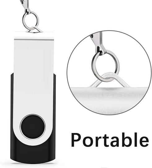 4GB Flash Drive 10 Pack, USB 2.0 Thumb Drives Bulk Swivel Memory Stick for Data Storage, Black