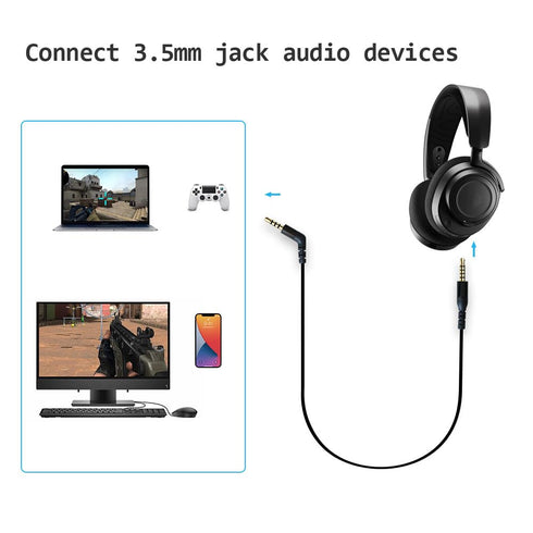 Replacement Audio Cable for SteelSeries Arctis Nova 7, Arctis Nova Pro Gaming Headset (Black, Nylon Braided)