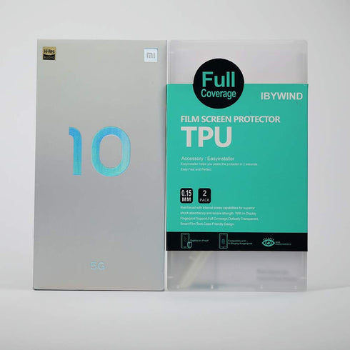 Ibywind Screen Protector for Xiaomi Mi 10/10 Pro, with 2Pcs Flexible TPU Film, Camera Lens Protector, Backing Carbon