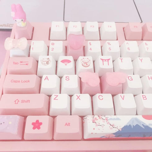 Handmade Cute Keycaps, Compatible with Cherry MX Switches Mechanical Keyboard, Pink PBT Keycap for Gaming Keyboards