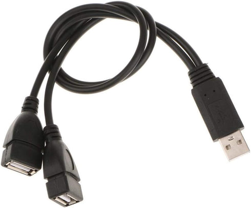 Dual USB Female Jack Y Splitter Charger Cable (2 Pack) - USB 2.0 Adapter for Laptop, Tablet, Smartphone Data & Charging.