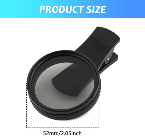 Loyanger 52mm Polari/zed Camera Lens Phone Universal CPL Filter Clip Kit, Portable Phone Polarizing Lens Filter