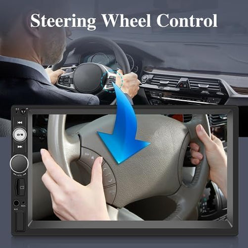Double Din Car Radio with Bluetooth, 7 Inch Touch Screen Car Stereo, Support Mirror Link, FM, SWC, EQ, AUX, USB, SD