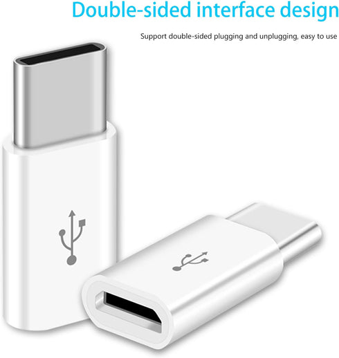 10 Pack Micro USB to USB C Adapter, USB Type C Connector Compatible with All USB-C Phones, Tablets, Laptops (White)
