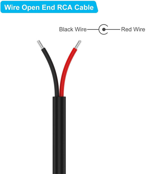 Adaptermvp (2 Pack 20AWG 6.6 RCA to Bare Wire Cable, ft) Replacement RCA Male Plug Jack Connector Adapter to Bare Wire