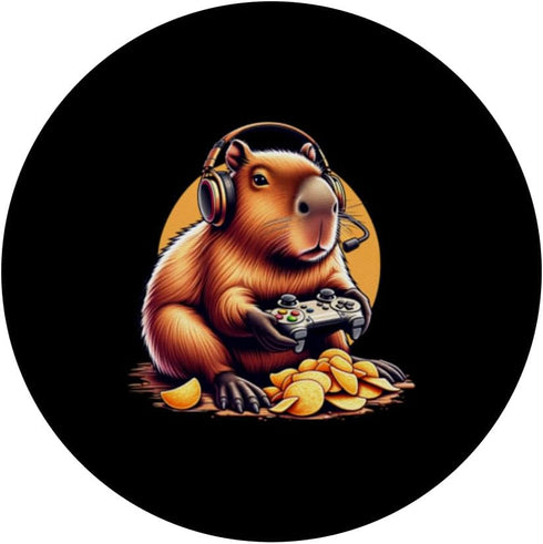 PopSockets Standard PopGrip Capybara Gamer with Headphones Gaming Funny