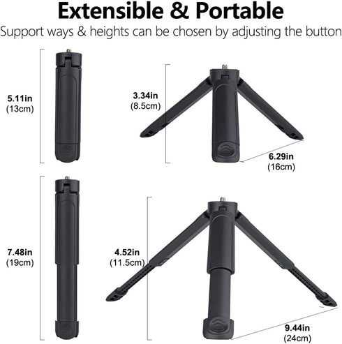 Generic Pocket3/4 2-in-1 1/4 2oz Mini Tripod for DJI Desktop Stand & Grip Handle - Ultra Portable Geared Heads Tripod