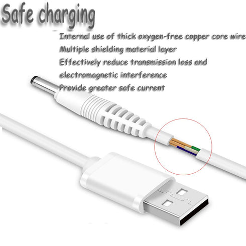FitTurn 5V DC Power Cord USB to DC 3.5mm x 1.35mm Barrel Jack Adapter Connector Charging Cable Plug (White)
