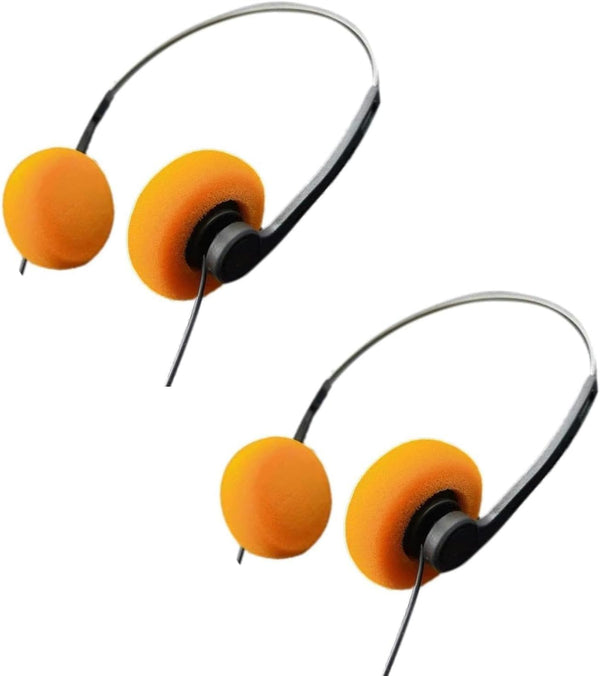 2 Pieces Orange Retro Over-Ear Headphones, Vintage Lightweight Hi-Fi Stereo Earphones for Mobile Playback