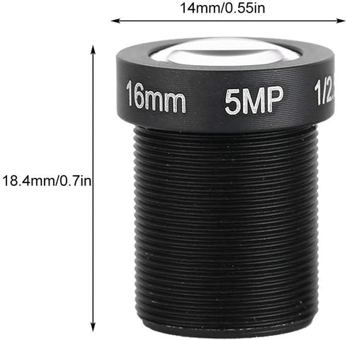 Dioche 16mm 5MP M12x0.5 Fixed Board Lens, HD CCTV Security Camera Wide Angle Lens, Standard Screw Connector Camera