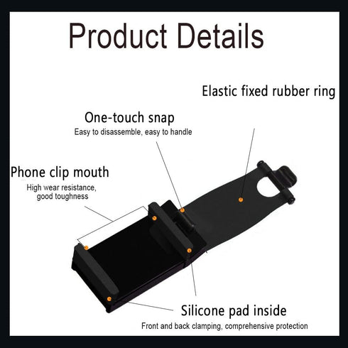 Car Steering Wheel Phone Mount, Portable Clip Holder for Universal Smartphone Use (Black)