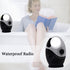 Portable Waterproof Shower Radio, 3V 0.5W Adjustable Volume AM FM Button Speaker with Top Handle (Black)