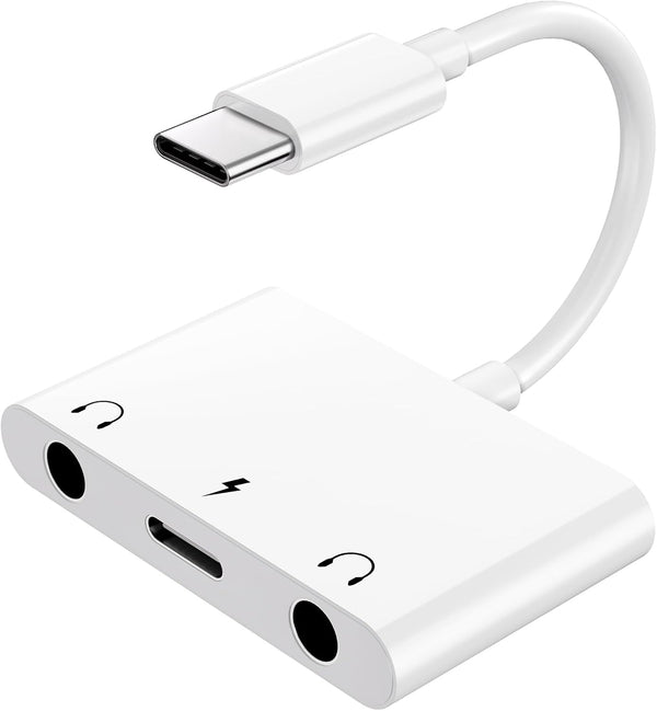 iPad Headphone Adapter, Headphone Splitter for 2 Headphones, 3 in 1 USB C to 3.5mm Jack Audio Adapter with Charging